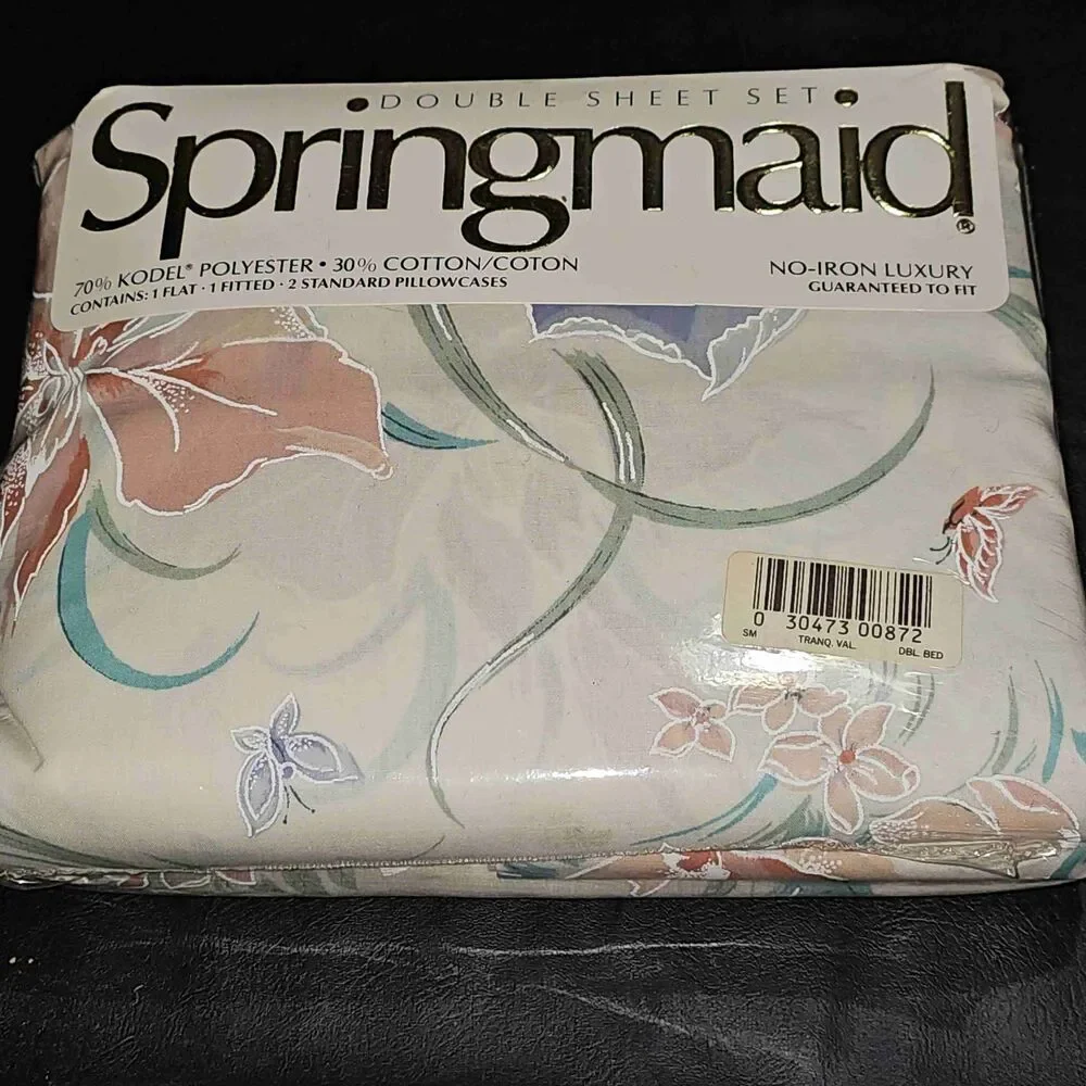 New Springmaid Vintage Floral Print Double Bed‎ Sheet Set NOS NIP